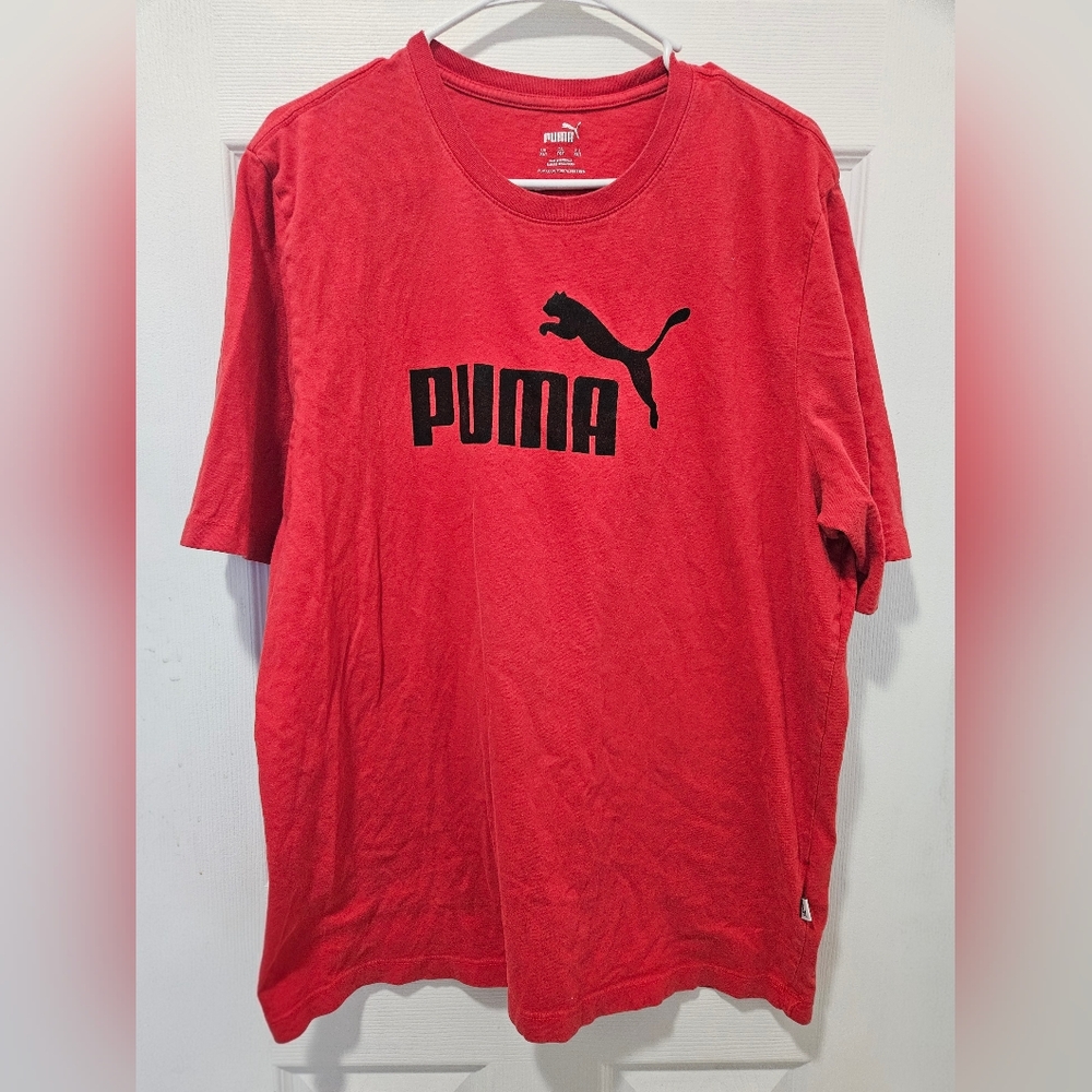 PUMA Men's Tee..Bold Red W Black Logo